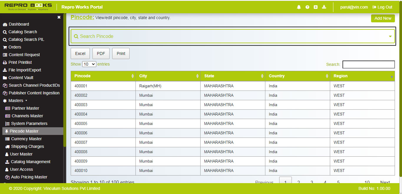 Pincode Master ReproWorks